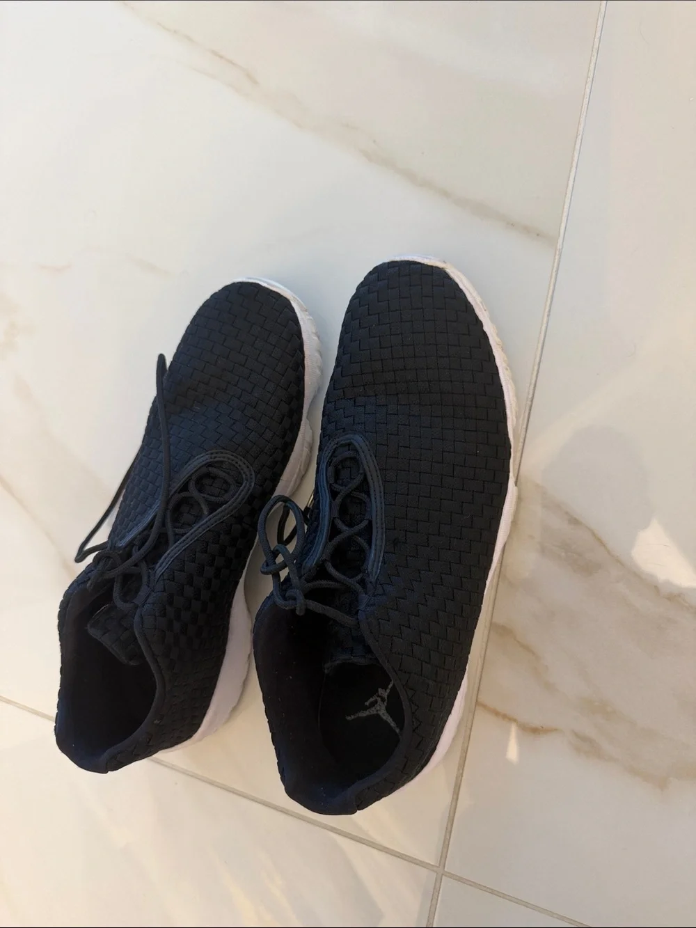 Jordan Black Woven Slip-On Sneakers with White Soles